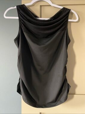 Sleek Black Sleeveless Drape-Neck Women’s Top NWOT